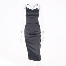 Load image into Gallery viewer, Satin Lace Up Sleeveless/Backless Dress
