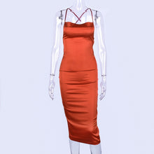 Load image into Gallery viewer, Satin Lace Up Sleeveless/Backless Dress
